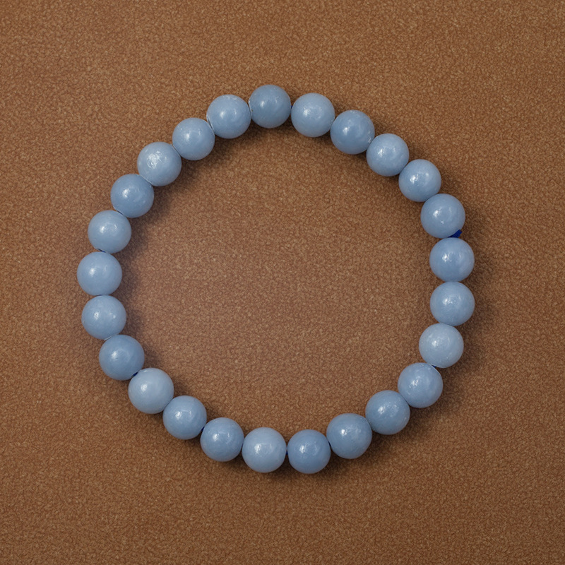 Blue angelite Bracelet for Women Natural Gemstone Round Stone Crystal Beads for Beaded Elastic Bracelet