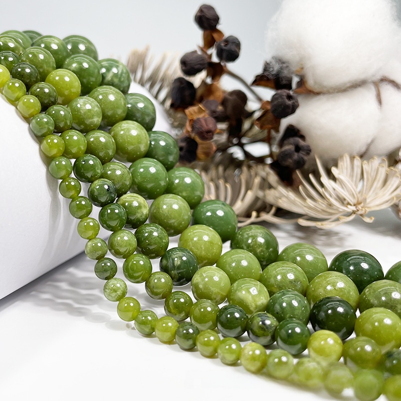 Natural New Canada Jade Round Loose Semi Gemstone Beads for Jewelry Making