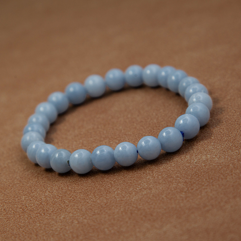 Blue angelite Bracelet for Women Natural Gemstone Round Stone Crystal Beads for Beaded Elastic Bracelet