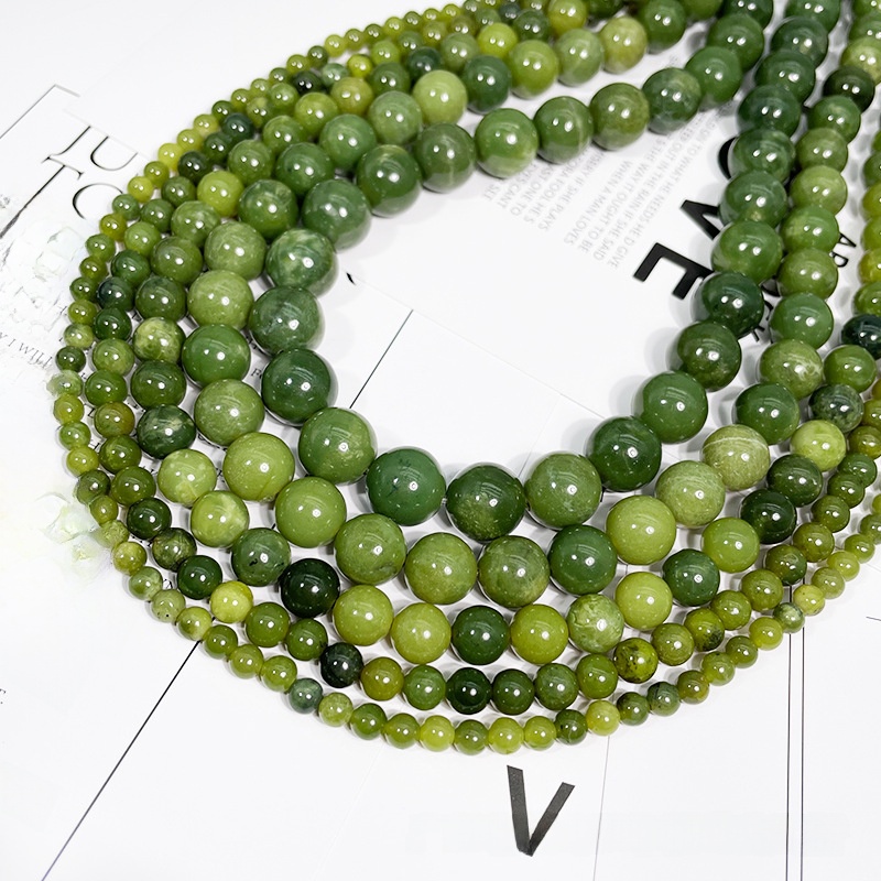 Natural New Canada Jade Round Loose Semi Gemstone Beads for Jewelry Making