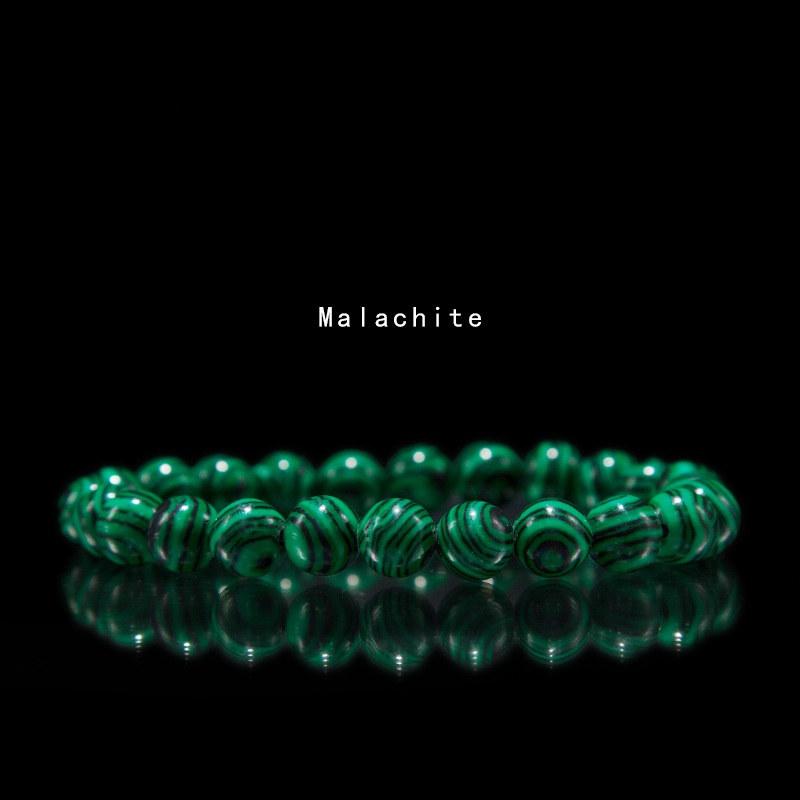 Malachite Bracelet for Women Natural Gemstone Round Stone Crystal Beads for Beaded Elastic Bracelet