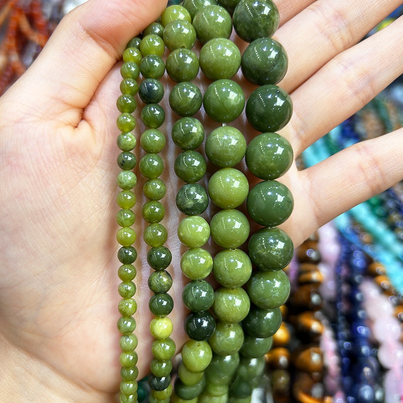 Natural New Canada Jade Round Loose Semi Gemstone Beads for Jewelry Making