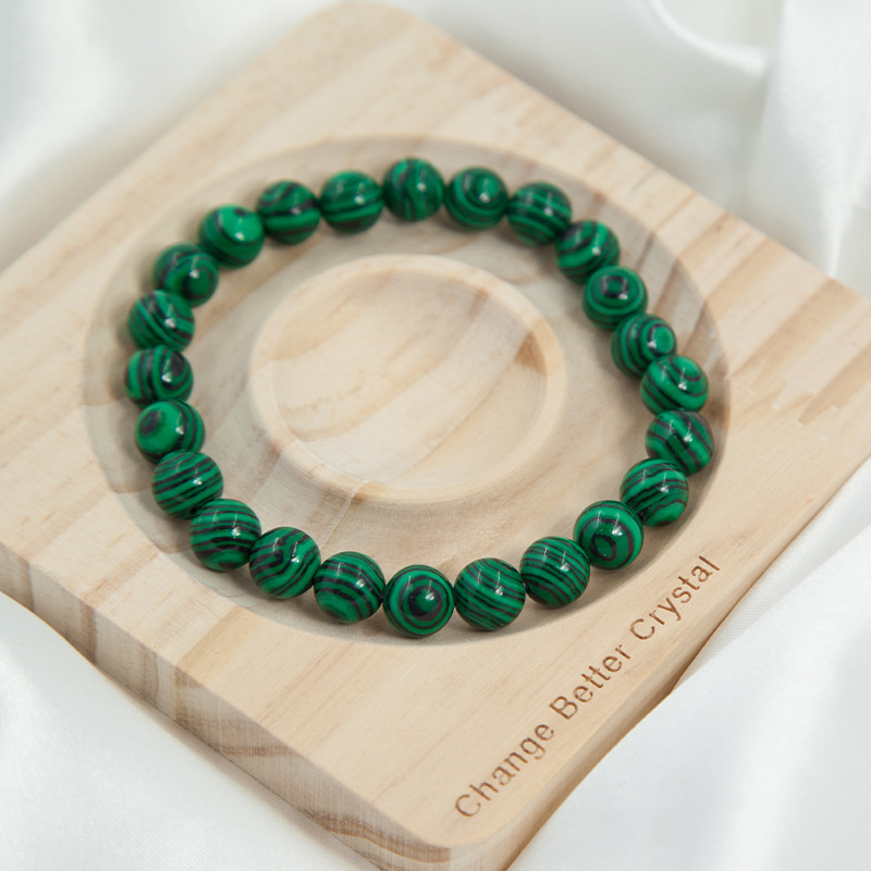 Malachite Bracelet for Women Natural Gemstone Round Stone Crystal Beads for Beaded Elastic Bracelet