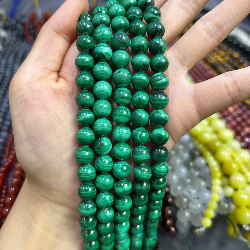 Natural Malachite Round Loose Semi Gemstone Beads for Jewelry Making