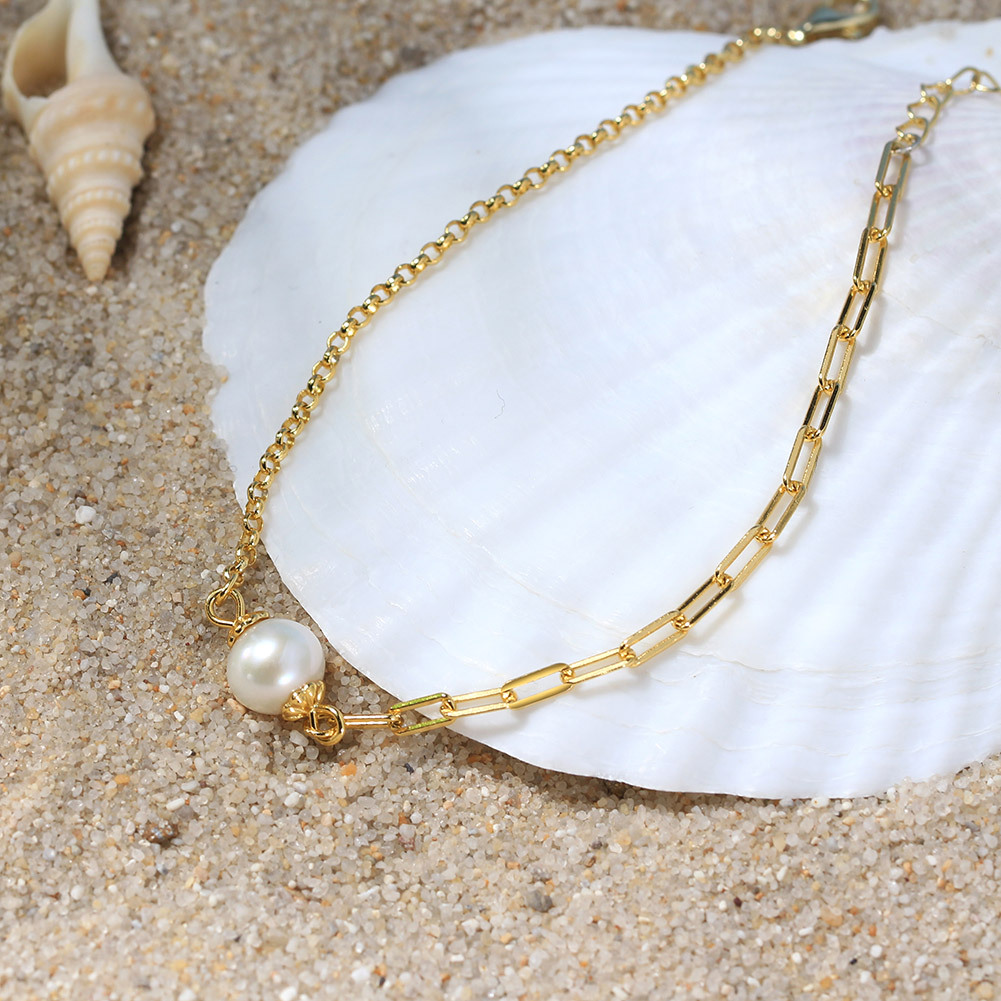 S925 Sterling Silver Bracelet with Freshwater Pearl for Woment