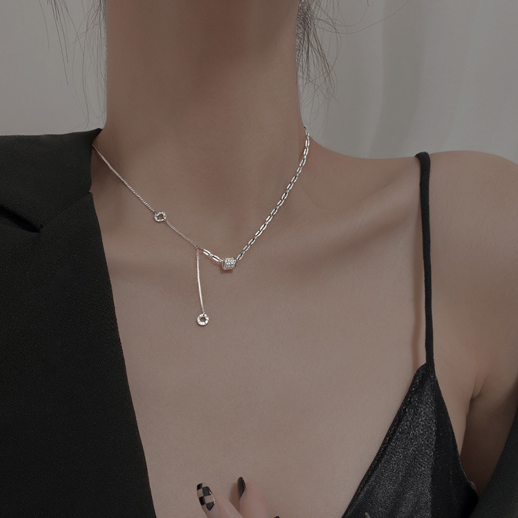 #221 Silver Necklace S925 Sterling Silver Necklace Pendant with Cubic Zircon