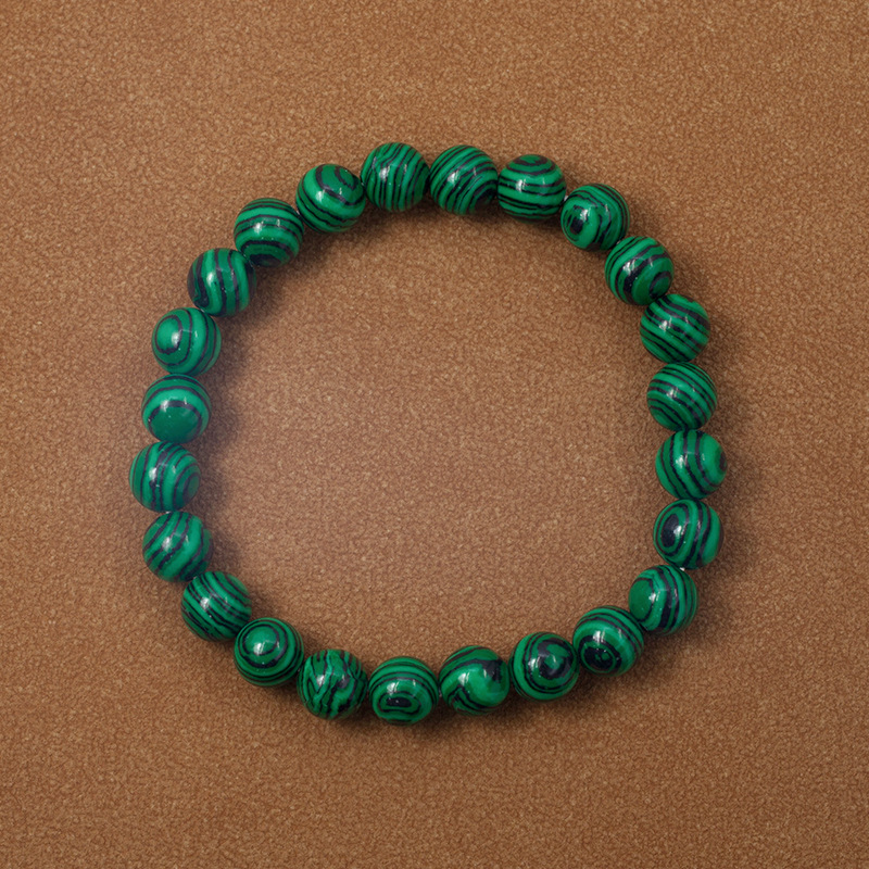 Malachite Bracelet for Women Natural Gemstone Round Stone Crystal Beads for Beaded Elastic Bracelet