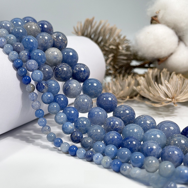 [Copy]Natural Blue Aventurine Round Loose Semi Gemstone Beads for Jewelry Making