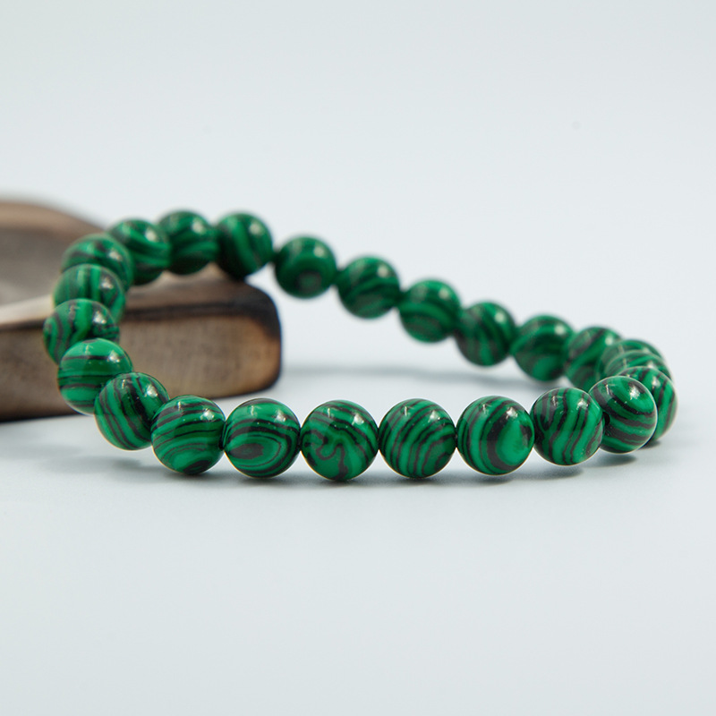 Malachite Bracelet for Women Natural Gemstone Round Stone Crystal Beads for Beaded Elastic Bracelet