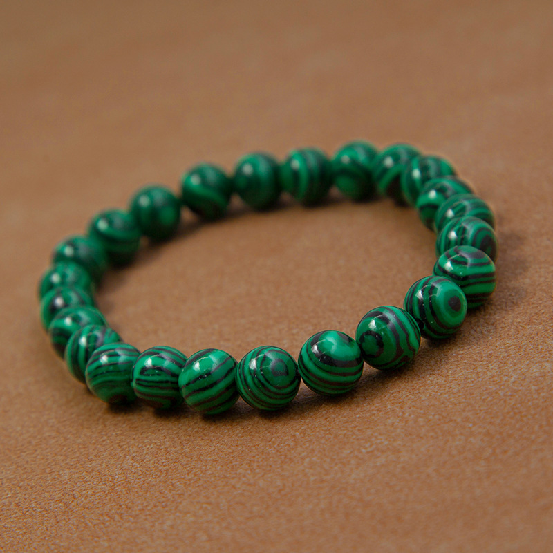 Malachite Bracelet for Women Natural Gemstone Round Stone Crystal Beads for Beaded Elastic Bracelet