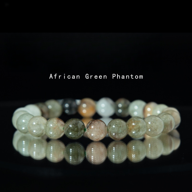 Afrian green phantom Bracelet for Women Natural Gemstone Round Stone Crystal Beads for Beaded Elastic Bracelet