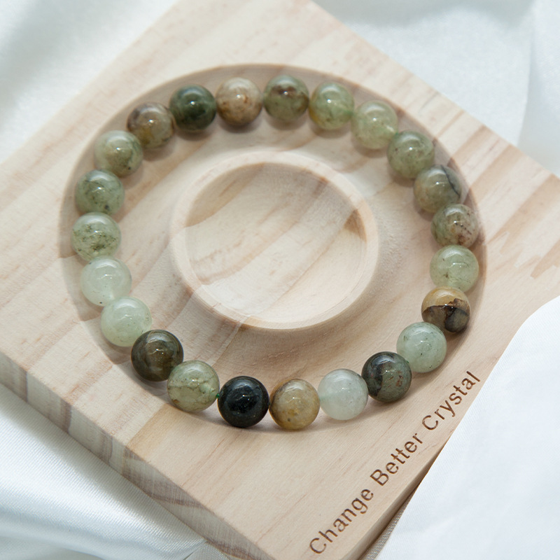 Afrian green phantom Bracelet for Women Natural Gemstone Round Stone Crystal Beads for Beaded Elastic Bracelet