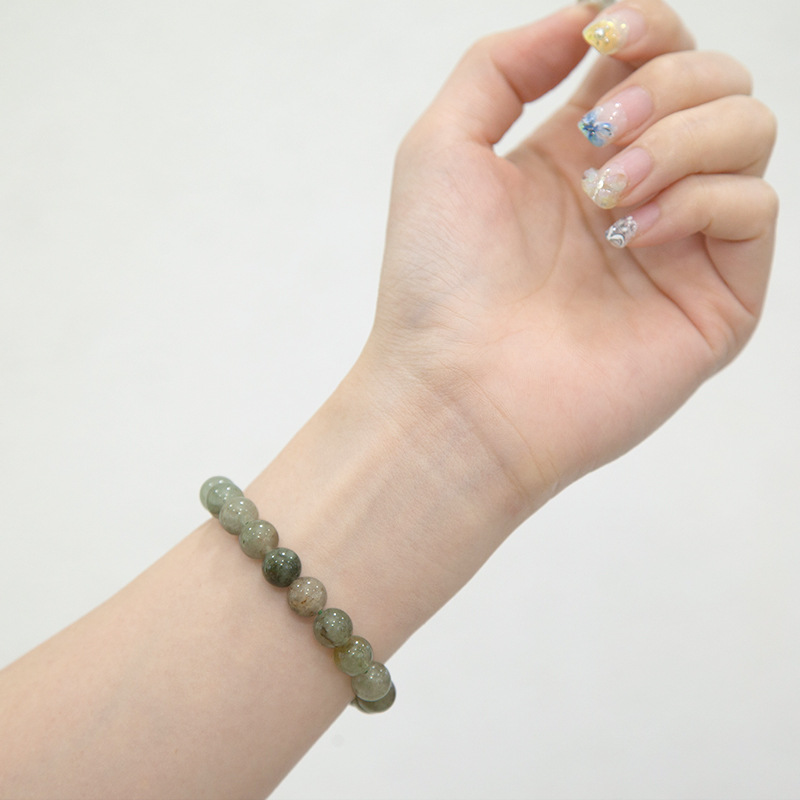 Afrian green phantom Bracelet for Women Natural Gemstone Round Stone Crystal Beads for Beaded Elastic Bracelet