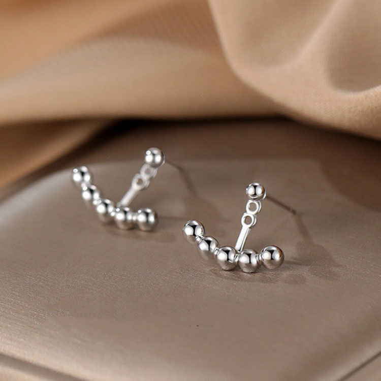 S925 Sterling Silver Stud Earrings Jewelry Front Back Style Simple Design for Women