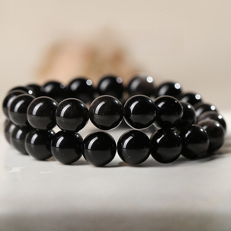 Natural Black Obsidian Round Loose Semi Gemstone Beads for Jewelry Making