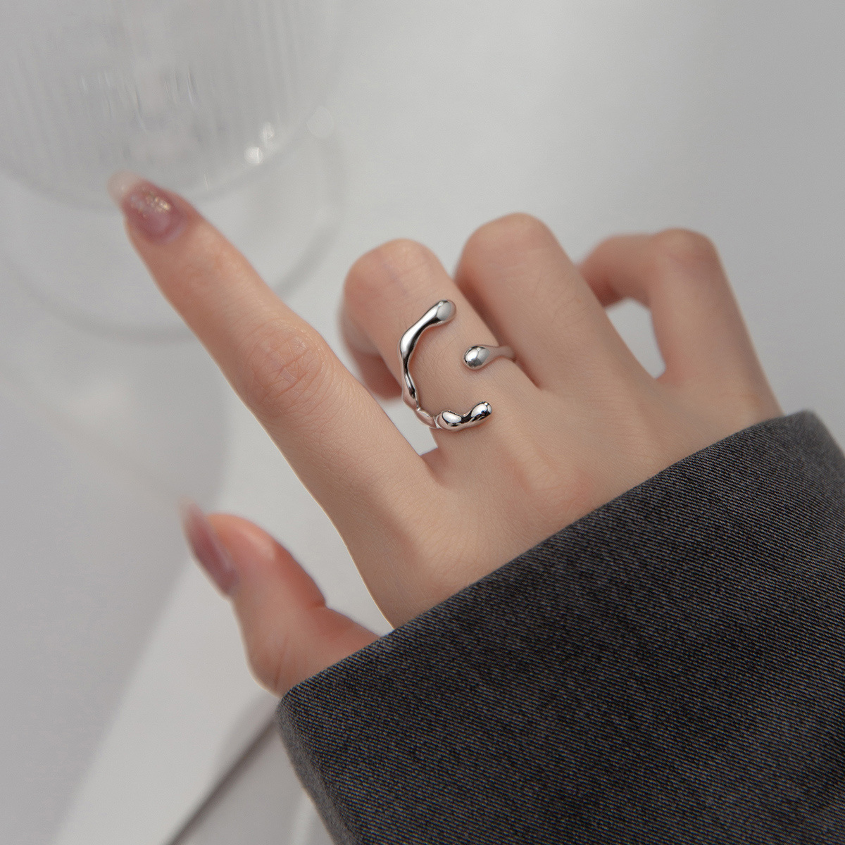 Fashion Rings 925 Sterling Silver Rings Jewelry with Baroque Pearl for Women