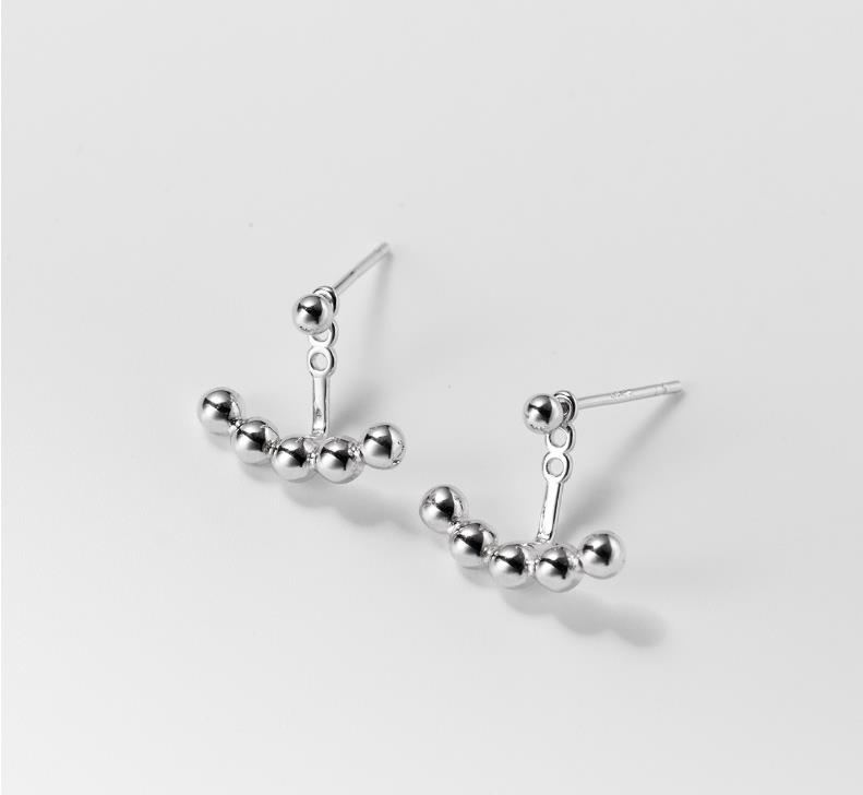 S925 Sterling Silver Stud Earrings Jewelry Front Back Style Simple Design for Women