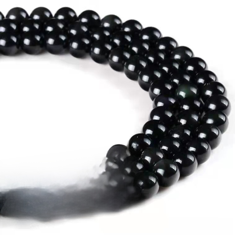 Natural Black Obsidian Round Loose Semi Gemstone Beads for Jewelry Making