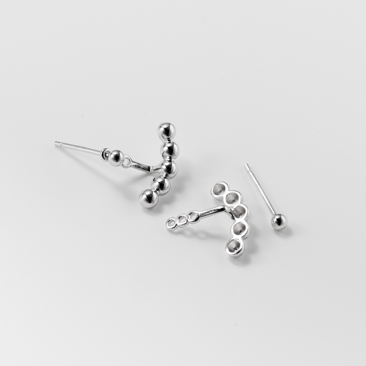 S925 Sterling Silver Stud Earrings Jewelry Front Back Style Simple Design for Women