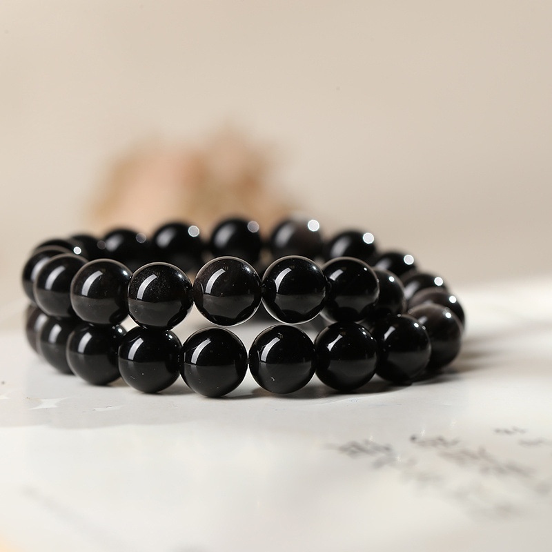 Natural Black Obsidian Round Loose Semi Gemstone Beads for Jewelry Making