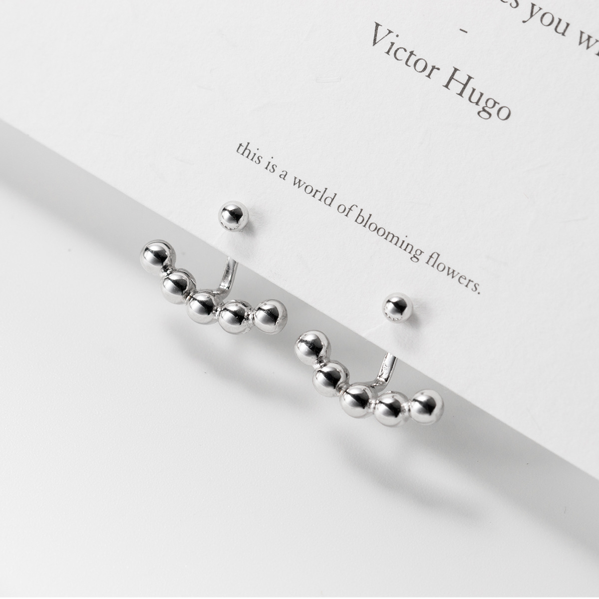 S925 Sterling Silver Stud Earrings Jewelry Front Back Style Simple Design for Women