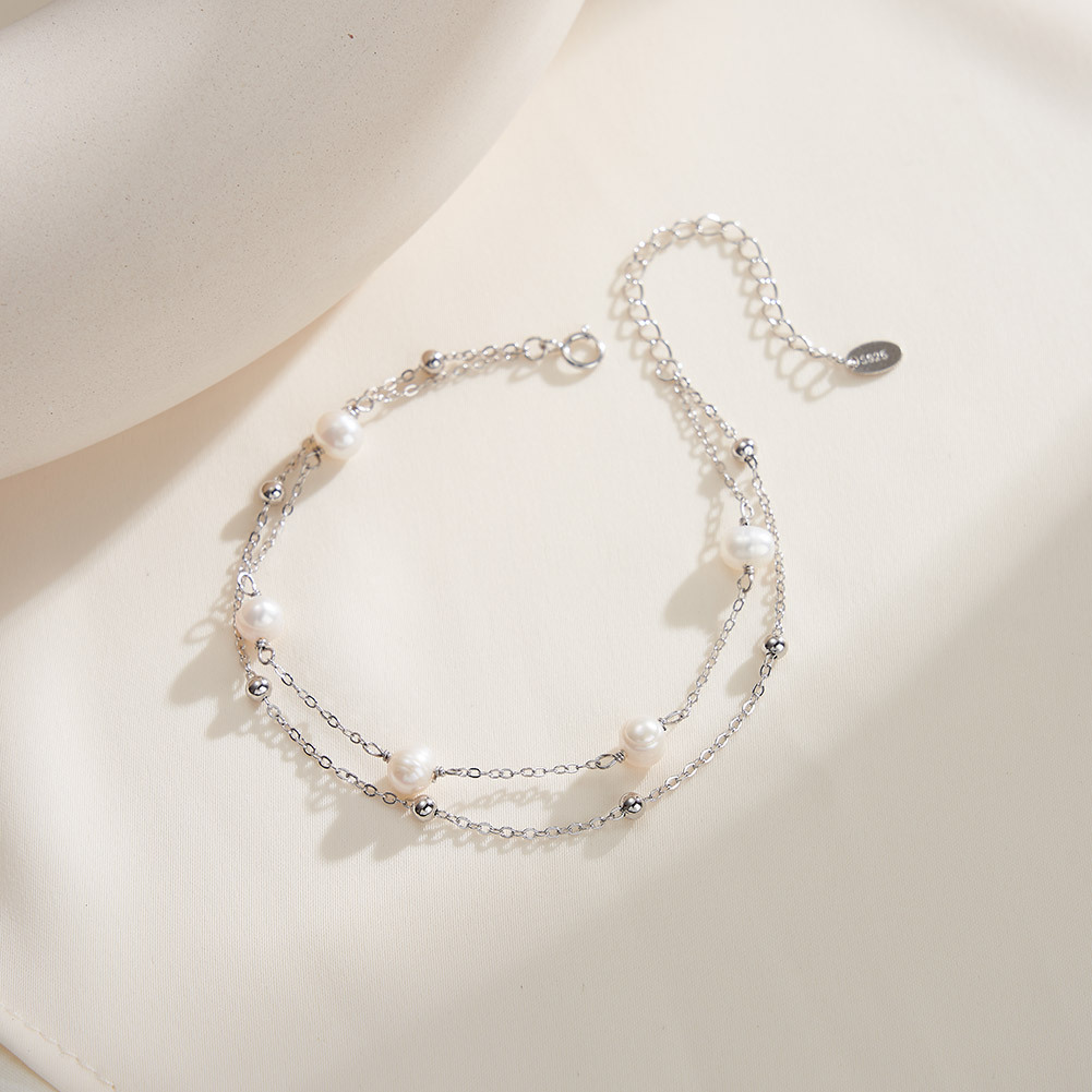 S925 Sterling Silver Bracelet with Freshwater Pearl for Woment