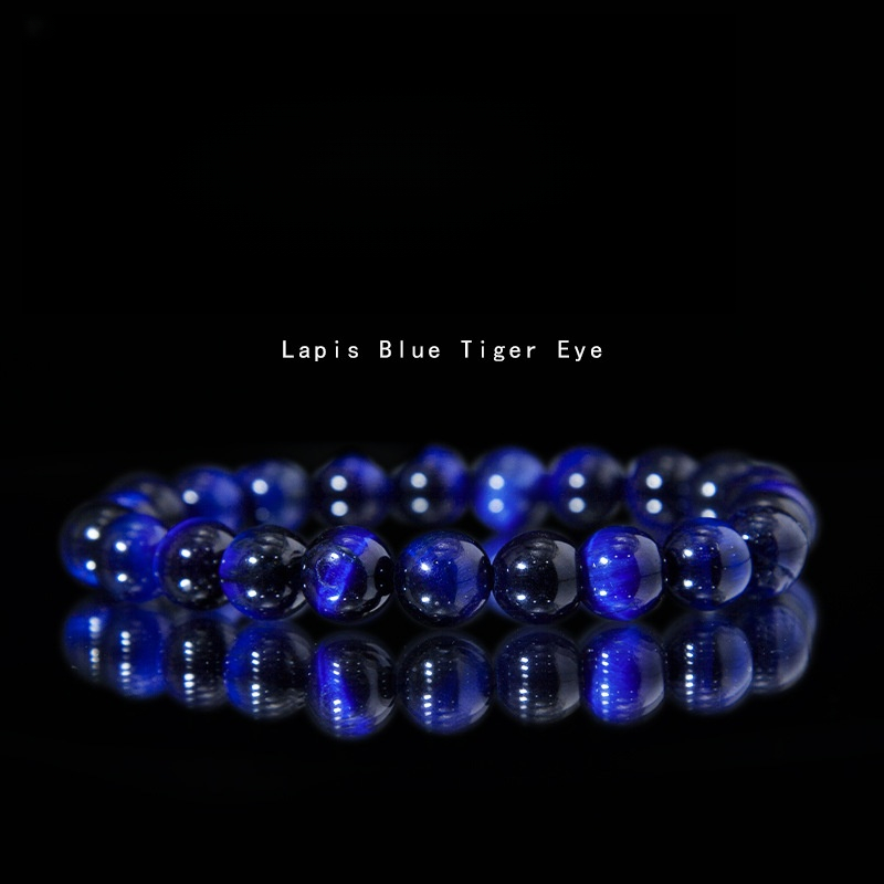 Lapis blue tiger eye Bracelet for Women Natural Gemstone Round Stone Crystal Beads for Beaded Elastic Bracelet