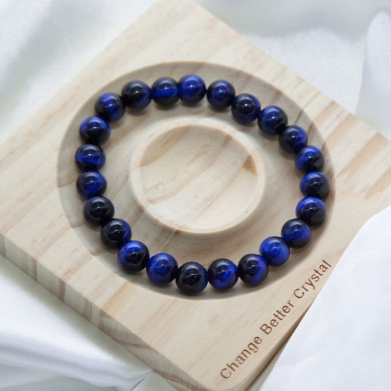 Lapis blue tiger eye Bracelet for Women Natural Gemstone Round Stone Crystal Beads for Beaded Elastic Bracelet