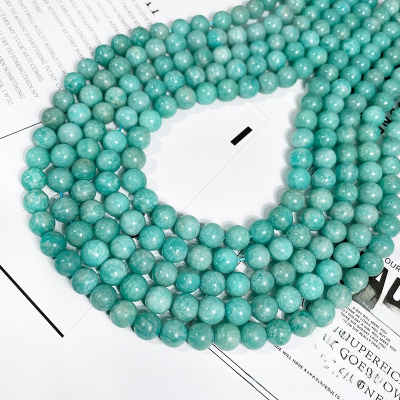 Natural Russian Amazonite Round Loose Semi Gemstone Beads for Jewelry Making
