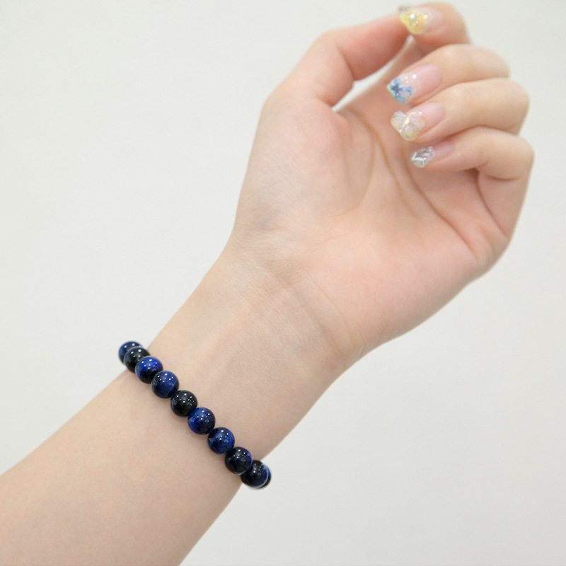 Lapis blue tiger eye Bracelet for Women Natural Gemstone Round Stone Crystal Beads for Beaded Elastic Bracelet