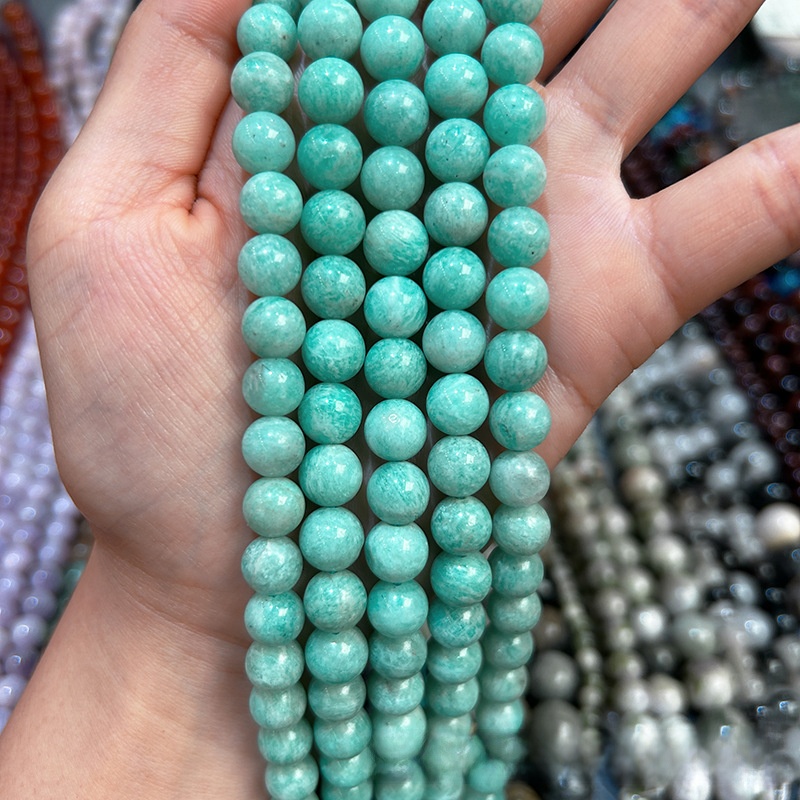 Natural Russian Amazonite Round Loose Semi Gemstone Beads for Jewelry Making