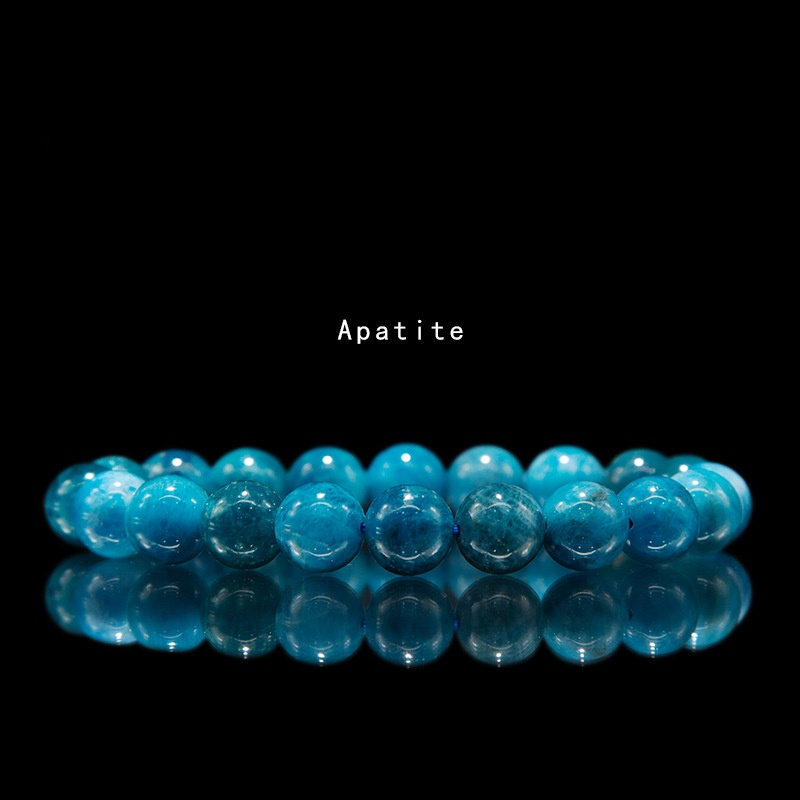 Blue Apatite Stretch Bracelet for Women Natural Gemstone Round Stone Crystal Beads for Beaded Elastic Bracelet