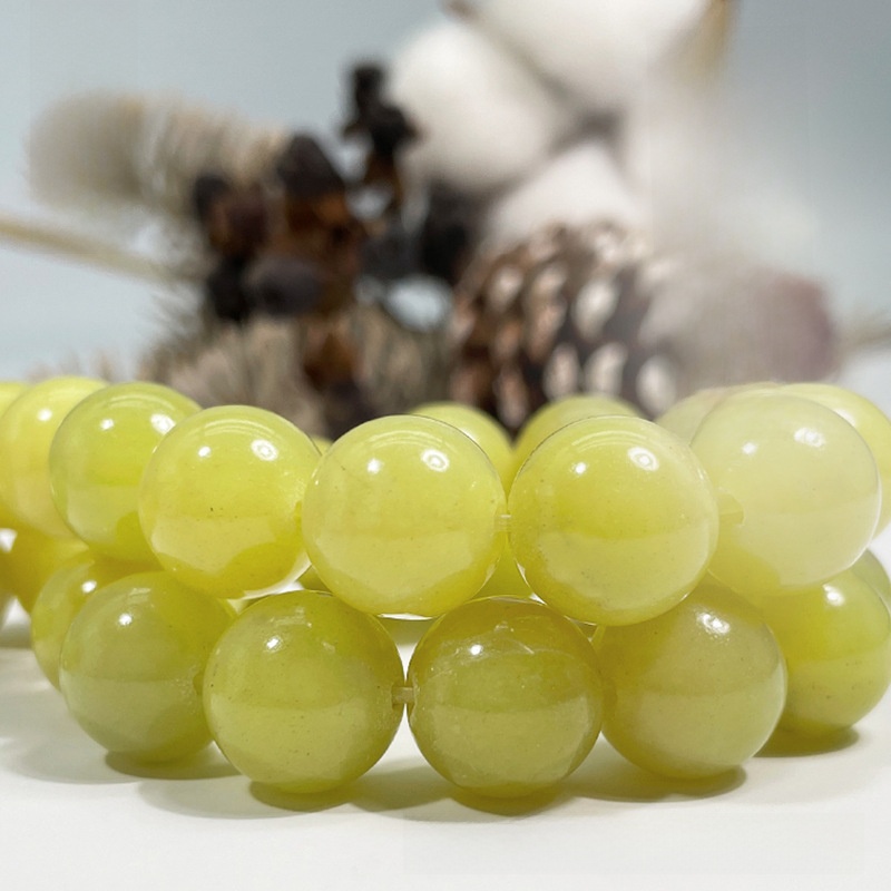 Natural Lemon Jade Round Loose Semi Gemstone Beads for Jewelry Making
