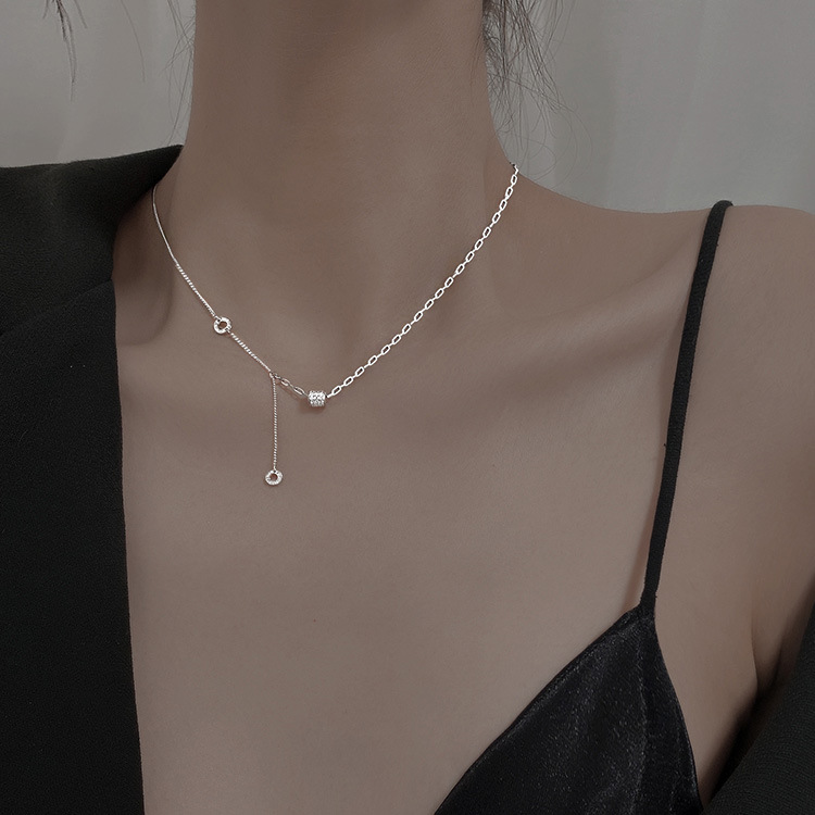 #221 Silver Necklace S925 Sterling Silver Necklace Pendant with Cubic Zircon