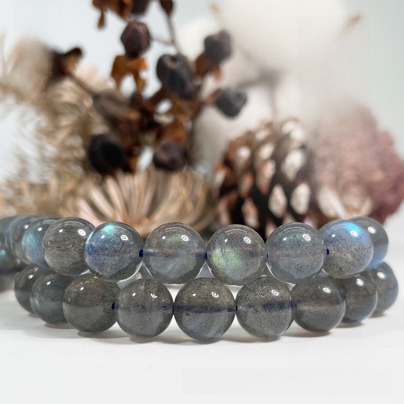 Natural Grey Moonstone Round Loose Semi Gemstone Beads for Jewelry Making