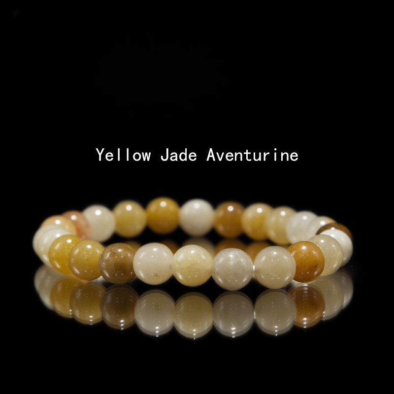 Yellow jade aventurine Bracelet for Women Natural Gemstone Round Stone Crystal Beads for Beaded Elastic Bracelet