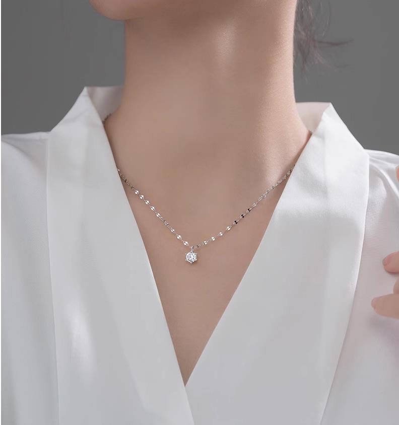S925 Sterling Silver Pendant Necklace with Cubic Zircon Casual Style Best Gift For Women