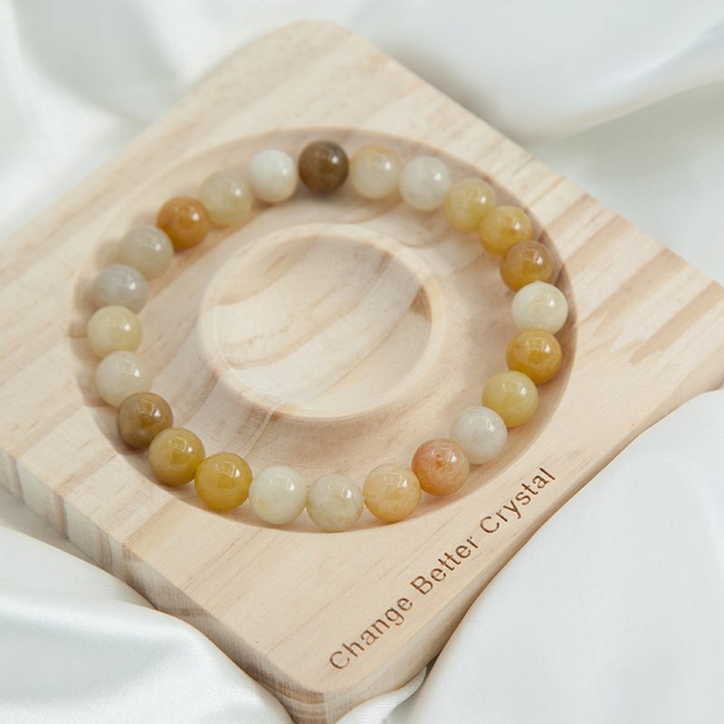 Yellow jade aventurine Bracelet for Women Natural Gemstone Round Stone Crystal Beads for Beaded Elastic Bracelet