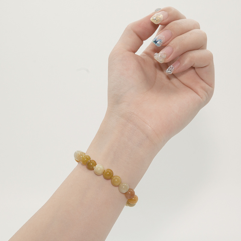 Yellow jade aventurine Bracelet for Women Natural Gemstone Round Stone Crystal Beads for Beaded Elastic Bracelet
