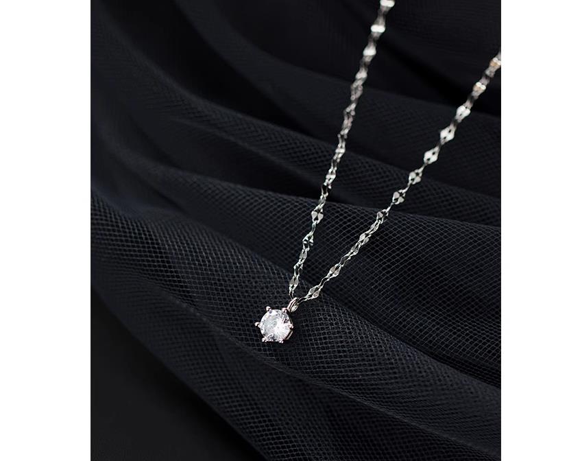S925 Sterling Silver Pendant Necklace with Cubic Zircon Casual Style Best Gift For Women