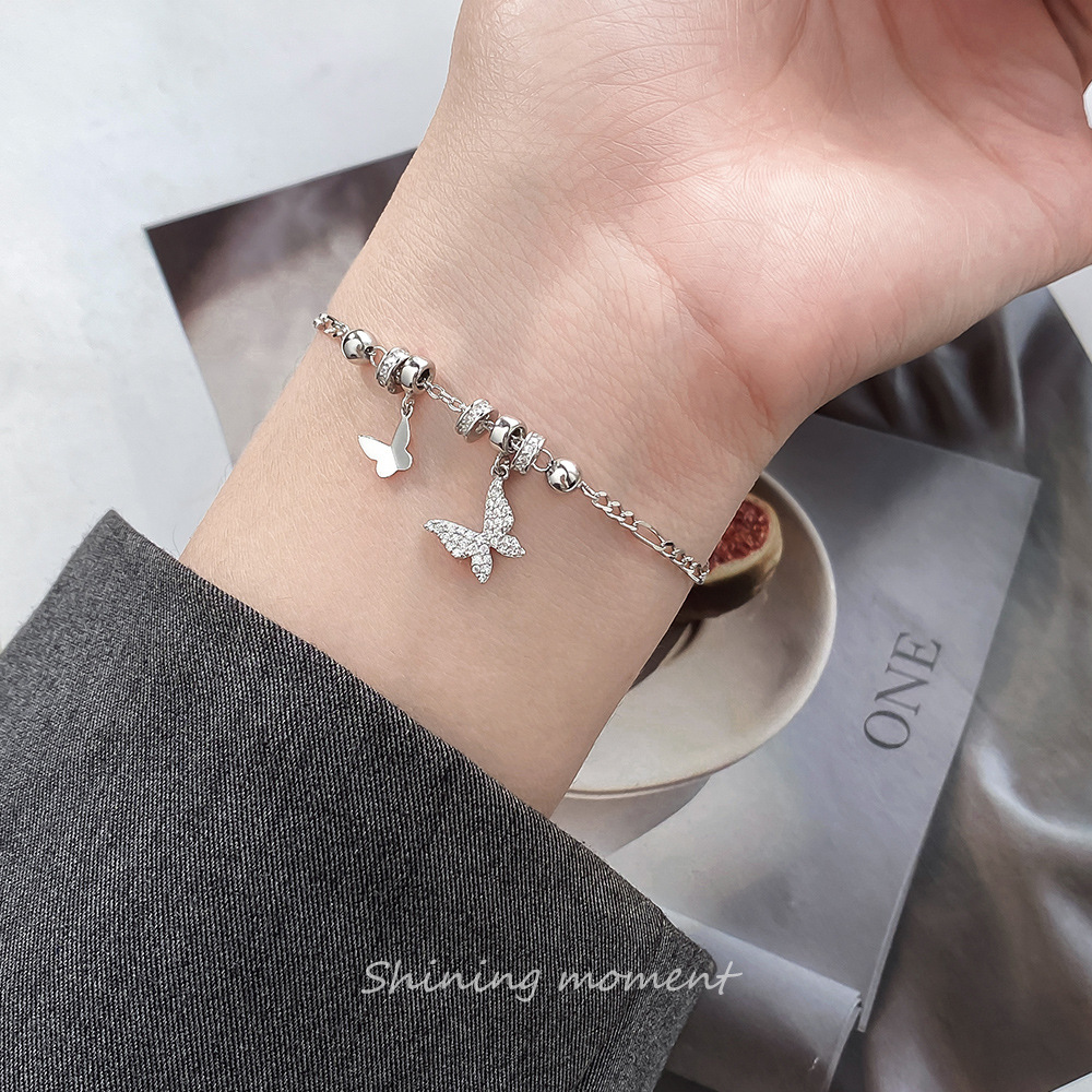 Fashion S925 Sterling Silver Bracelet Jewelry Casual Butterfly Style for Women