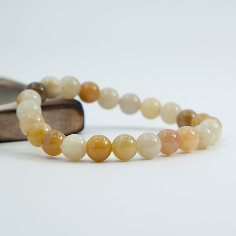 Yellow jade aventurine Bracelet for Women Natural Gemstone Round Stone Crystal Beads for Beaded Elastic Bracelet