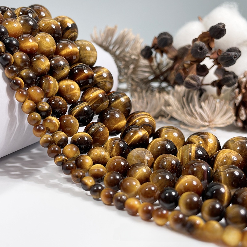 Natural Tiger Eye Round Loose Semi Gemstone Beads for Jewelry Making