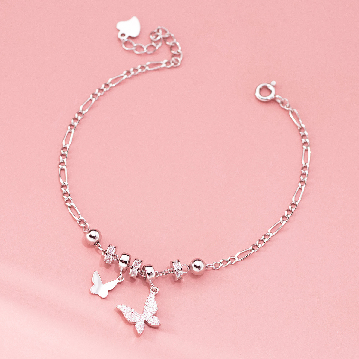 Fashion S925 Sterling Silver Bracelet Jewelry Casual Butterfly Style for Women