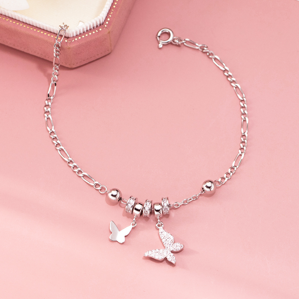 Fashion S925 Sterling Silver Bracelet Jewelry Casual Butterfly Style for Women