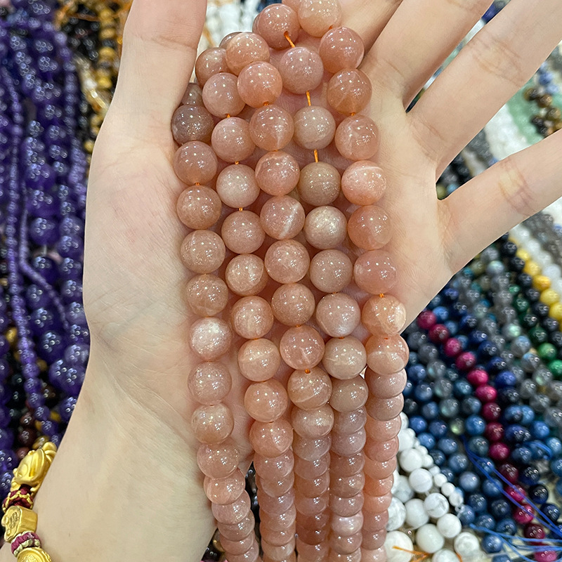 Natural Moonstone Round Loose Semi Gemstone Beads for Jewelry Making