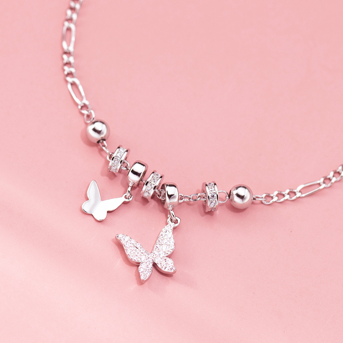 Fashion S925 Sterling Silver Bracelet Jewelry Casual Butterfly Style for Women