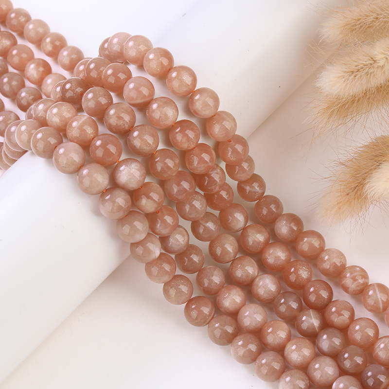 Natural Moonstone Round Loose Semi Gemstone Beads for Jewelry Making