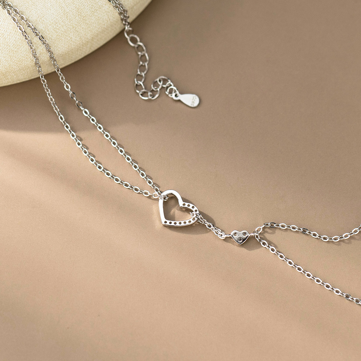 S925 Sterling Silver Pendant Necklace Heart Style Simple Zircon Pendant