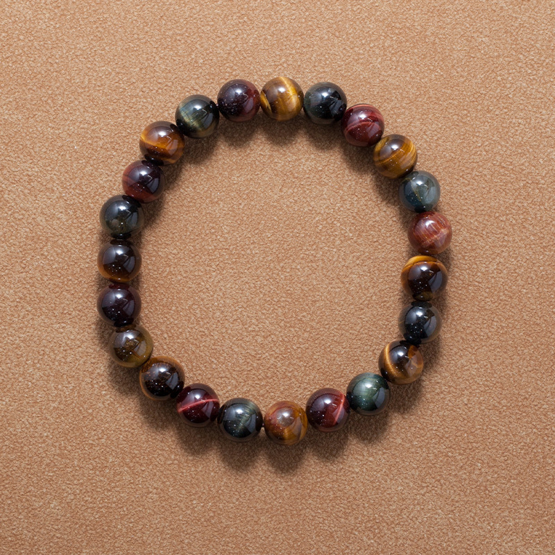 multicolor tiger eye Bracelet for Women Natural Gemstone Round Stone Crystal Beads for Beaded Elastic Bracelet